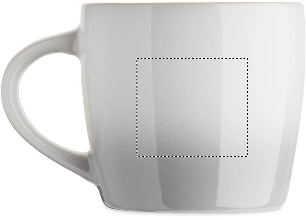 Keramický hrnček 300 ml PEZE – bílá – tlačová plocha – Pre ľavákov