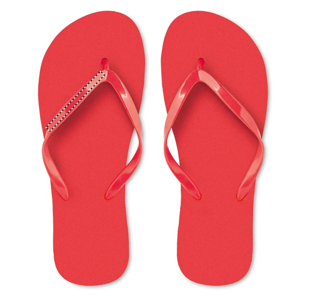 PE plážové šľapky M – červená – tlačová plocha – LEFT PAD