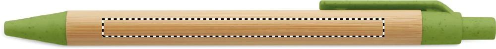 Guľôčkové pero z bambusu ITEA COLOUR – zelená – tlačová plocha – BARREL R HANDED PD