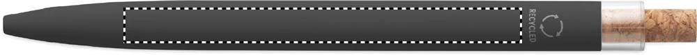 Guličkové pero z recyklovaného hliníka BERGAMO + – černá – tlačová plocha – Oproti klipu