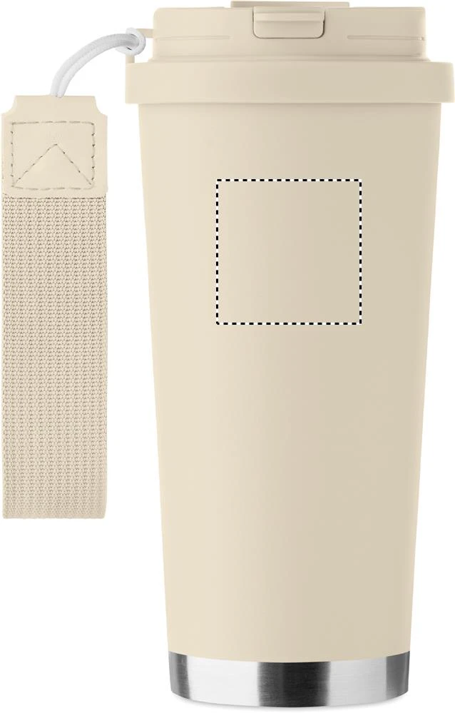 Dvojstenný hrnček 500ml TOPAZ LARGE – béžová – tlačová plocha – Predná strana hore