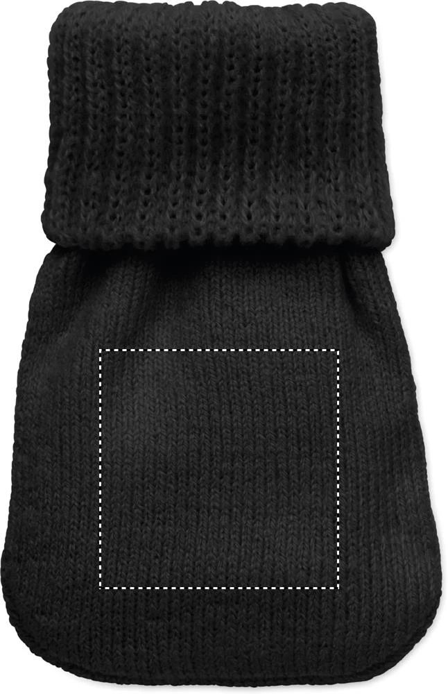 Ohrievač rúk v pletenom obale WARMMUFF – černá – tlačová plocha – Bok 1