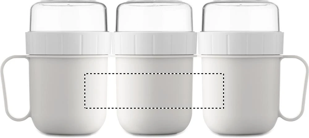 Hrnček na cesty z PP 450 ml CUP ON GO – bílá – tlačová plocha – Dookola (rotačná sieťotlač)