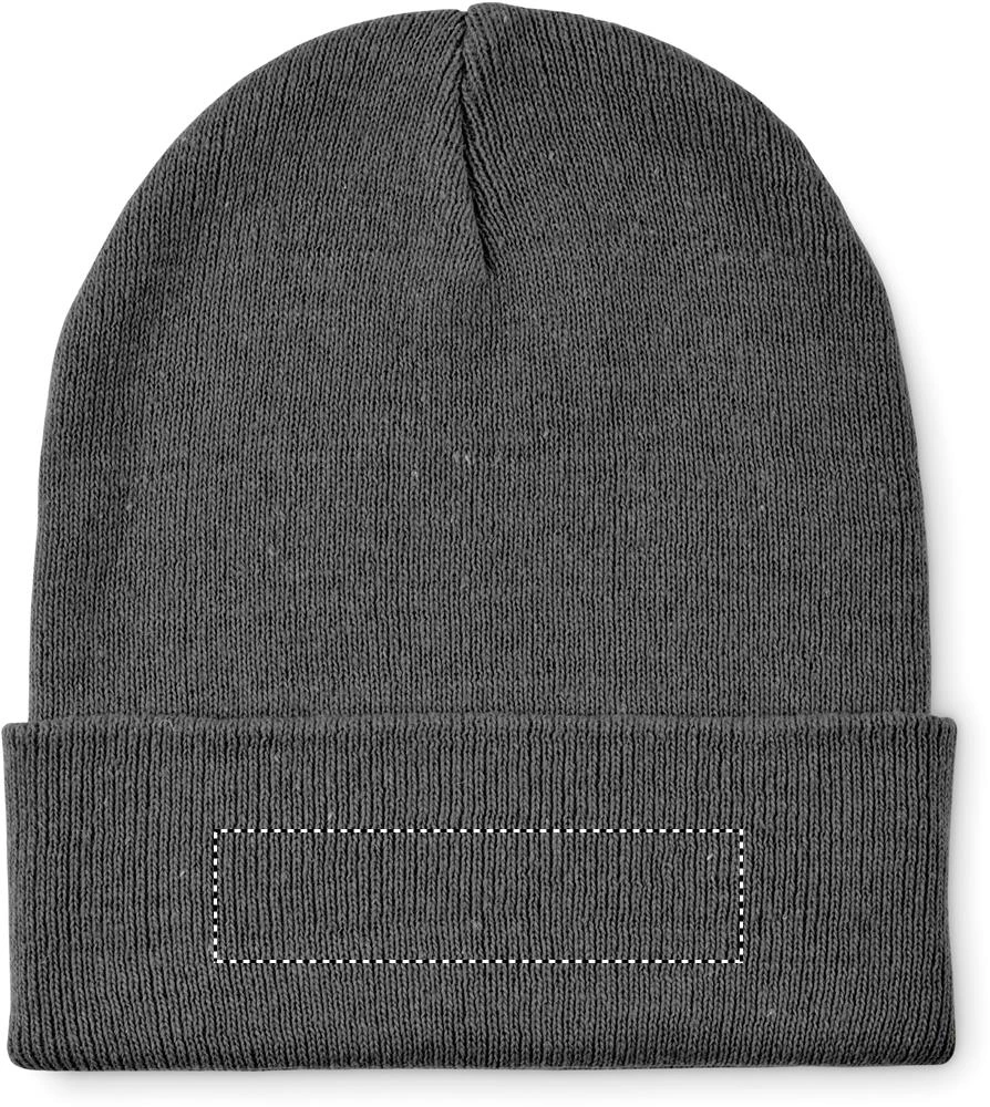 Pletená čiapka s lemom BEANIX – kamenně šedá – tlačová plocha – FRONT BOTTOM
