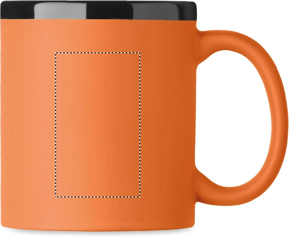 Keramický hrnček na laser 300 ml RUBY – oranžová – tlačová plocha – Pre pravákov