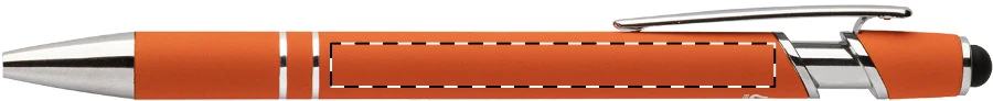 Tonnel Soft dotykové guličkové pero – orange – tlačová plocha – Na telo - pre praváka