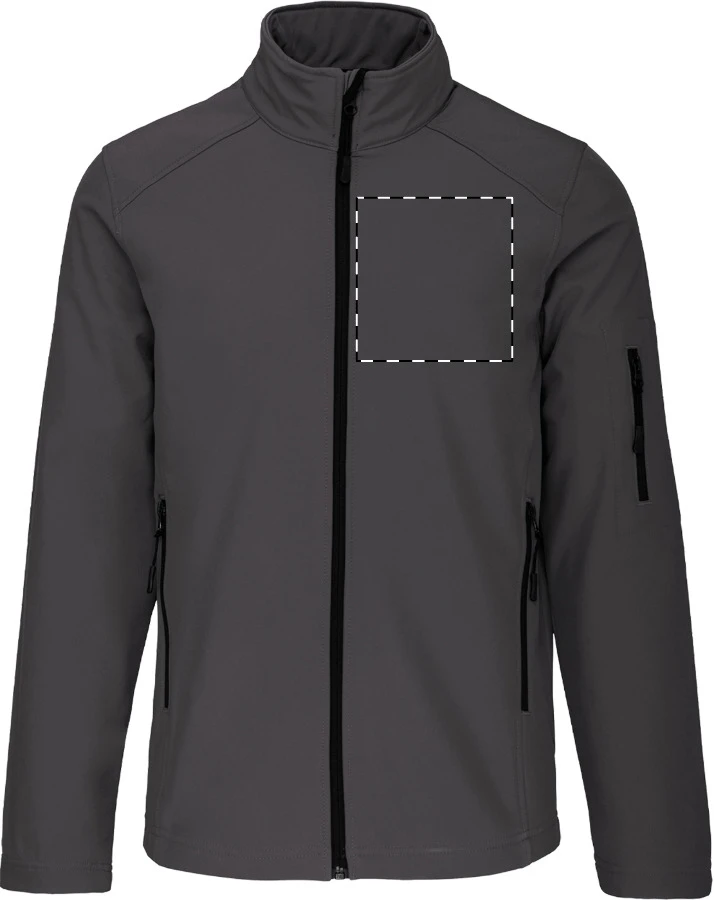 KA401 3-vrstvová softshellová bunda - Kariban – dark grey – tlačová plocha – Ľavá hruď