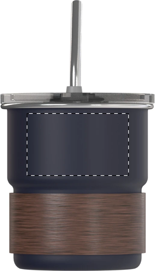 Waffee RSS cestovný hrnček – dark blue – tlačová plocha – Predná strana - vrchná časť