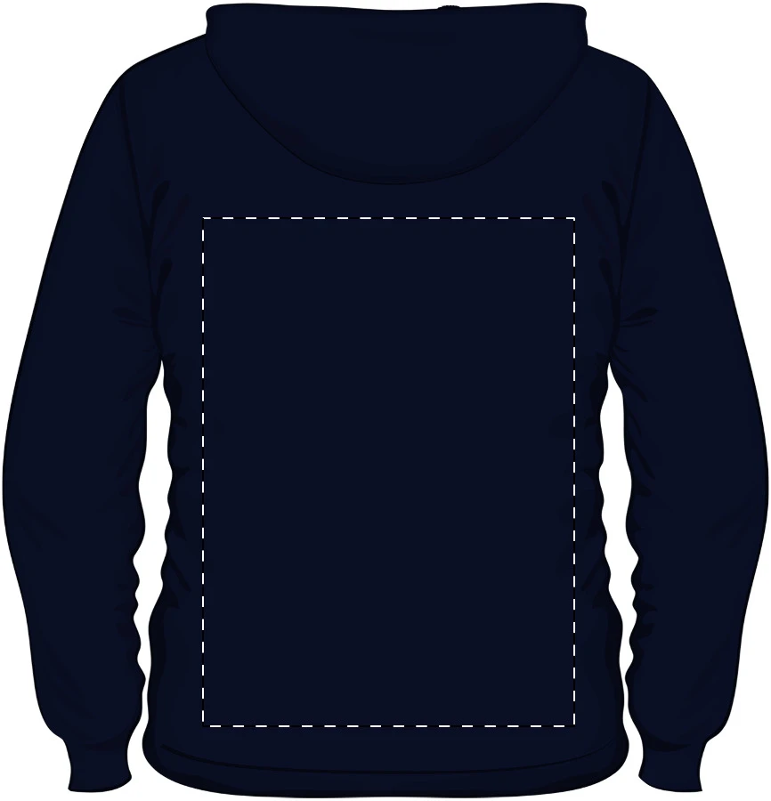 GISF500 mikina s kapucňou - Gildan – dark blue – tlačová plocha – Zadná strana