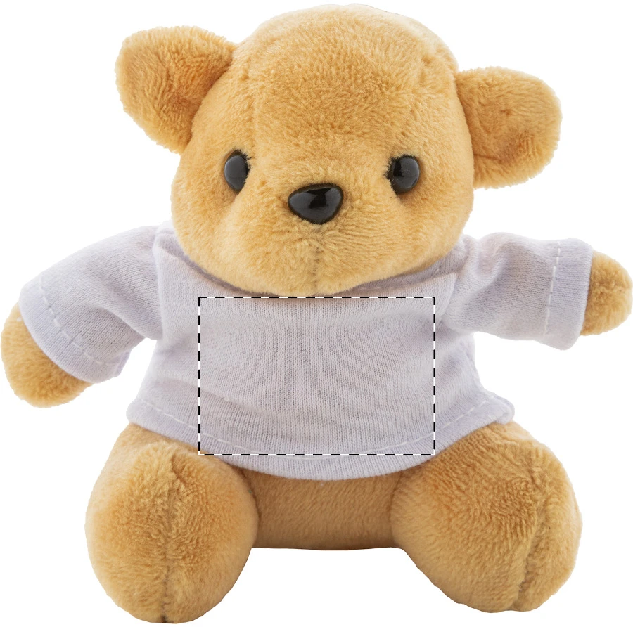 TeddyFob prívesok na kľúče s plyšovým medvedíkom – white – tlačová plocha – Predná strana