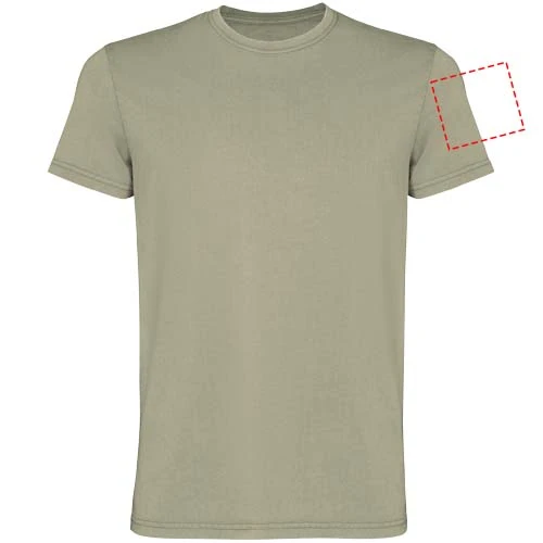 Corgi pánske tričko s krátkym rukávom - Roly – khaki – tlačová plocha – Pravý biceps