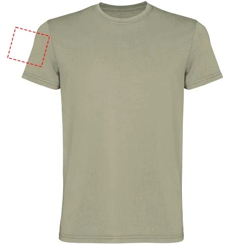 Corgi pánske tričko s krátkym rukávom - Roly – khaki – tlačová plocha – Ľavý biceps