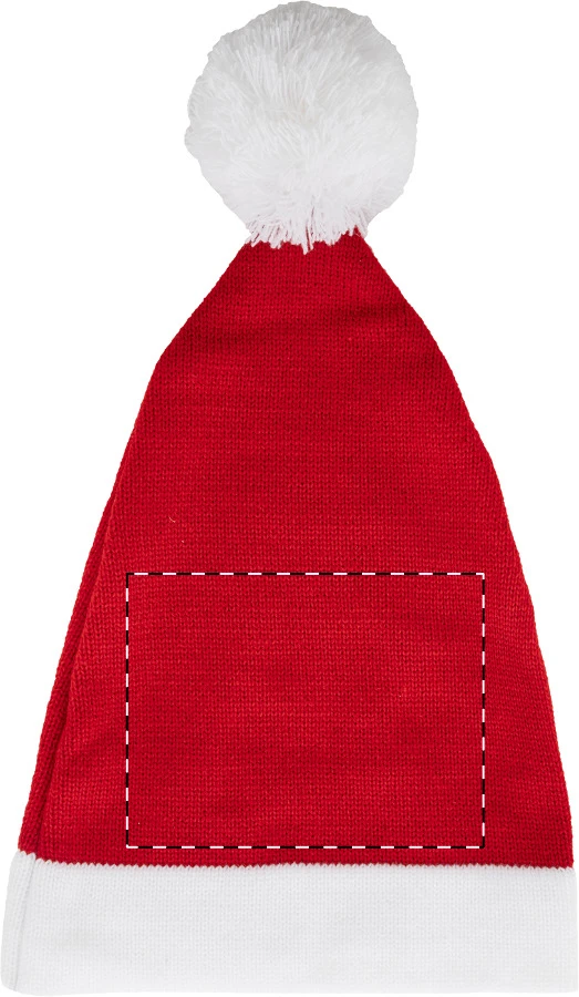 Babbo pletená Santa čiapka – red – tlačová plocha – Predná strana - vrchná časť