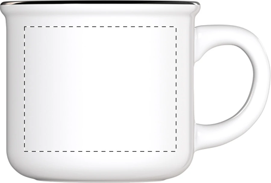 Woodstock Mini mini vintage hrnček – white – tlačová plocha – Pravák
