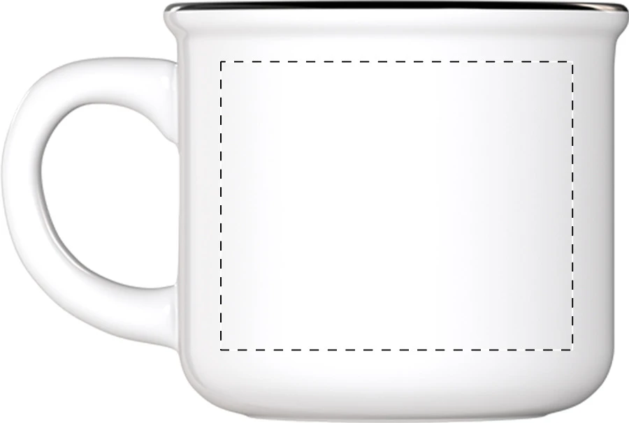 Woodstock Mini mini vintage hrnček – white – tlačová plocha – Ľavák