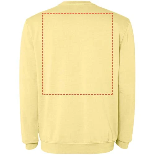Jaya unisex sveter s okrúhlym výstrihom (crewneck) - Roly – žlutá – tlačová plocha – Horná časť chrbta