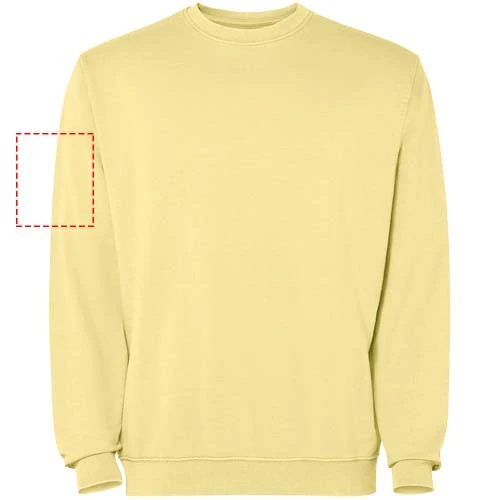 Jaya unisex sveter s okrúhlym výstrihom (crewneck) - Roly – žlutá – tlačová plocha – Ľavý biceps