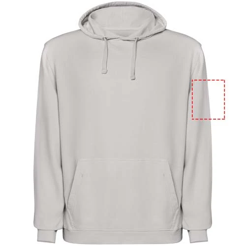 Kenia unisex mikina s kapucňou - Roly – šedá – tlačová plocha – Pravý biceps