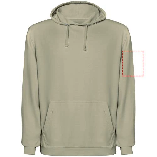 Kenia unisex mikina s kapucňou - Roly – khaki – tlačová plocha – Pravý biceps