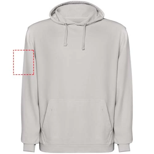 Kenia unisex mikina s kapucňou - Roly – šedá – tlačová plocha – Ľavý biceps