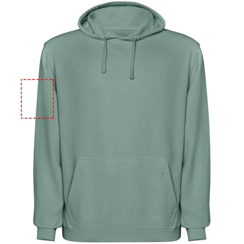 Kenia unisex mikina s kapucňou - Roly – tmavě zelená – tlačová plocha – Ľavý biceps