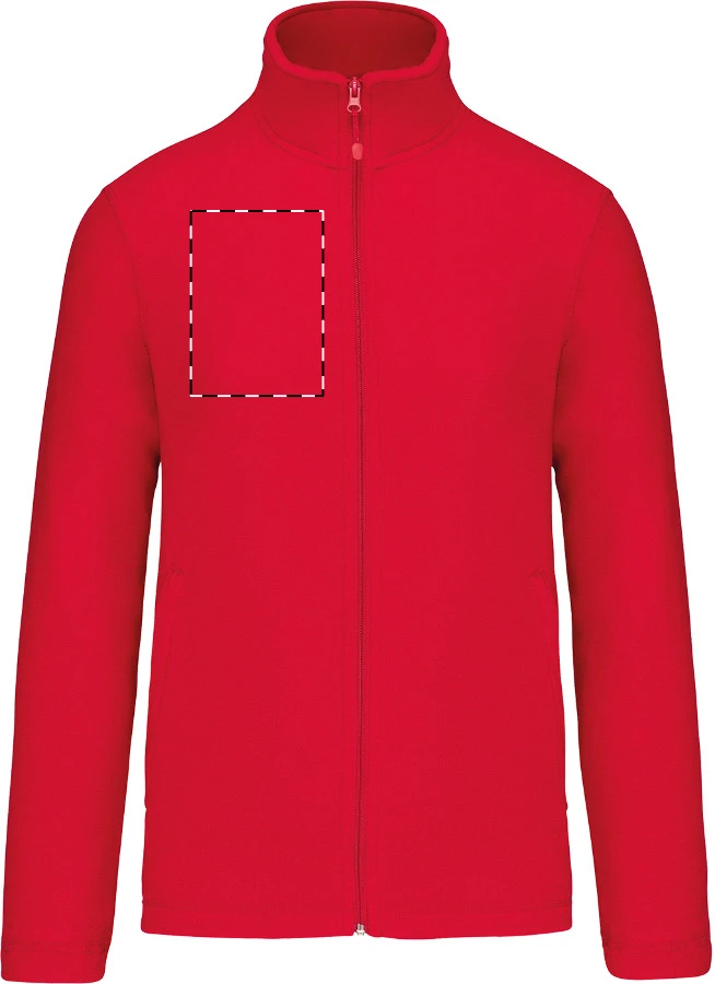 KA9102 celozapínacia fleecová bunda - Kariban – red – tlačová plocha – Ľavá hruď