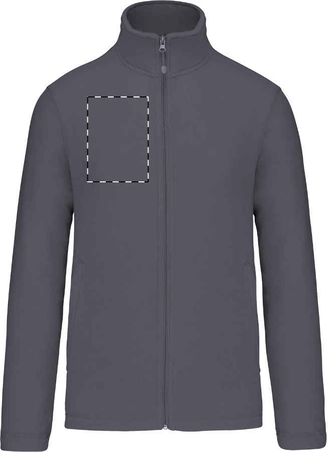 KA9102 celozapínacia fleecová bunda - Kariban – light grey – tlačová plocha – Ľavá hruď