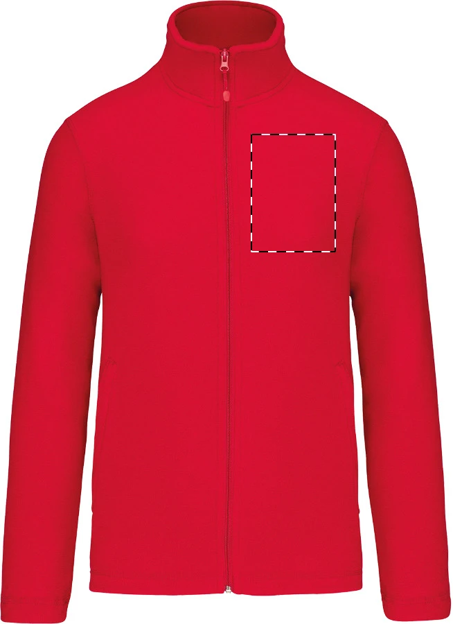 KA9102 celozapínacia fleecová bunda - Kariban – red – tlačová plocha – Pravá hruď
