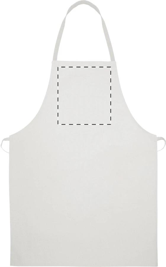 Commis bavlnená zástera – white – tlačová plocha – Predná strana - vrchná časť