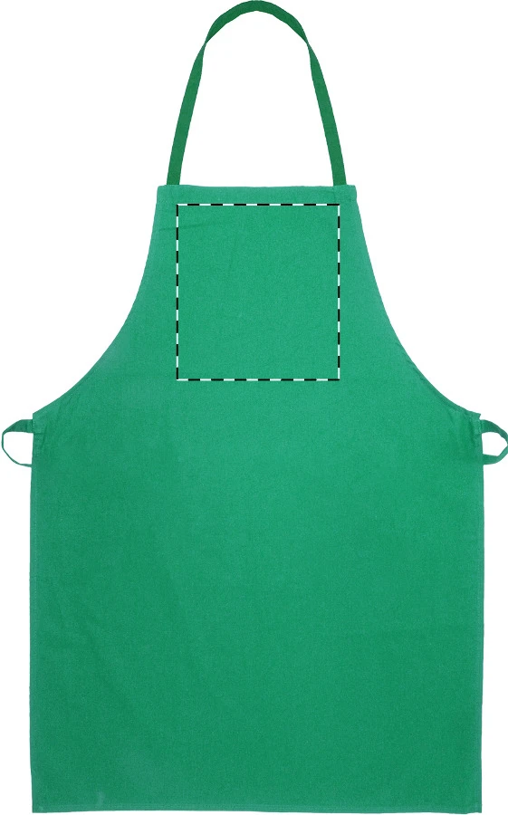 Commis bavlnená zástera – green – tlačová plocha – Predná strana - vrchná časť