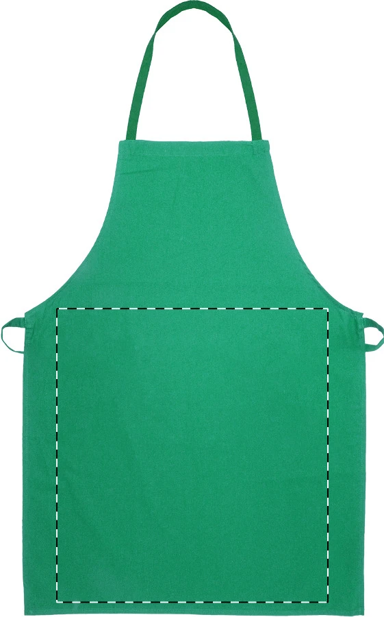 Commis bavlnená zástera – green – tlačová plocha – Predná strana - spodná časť