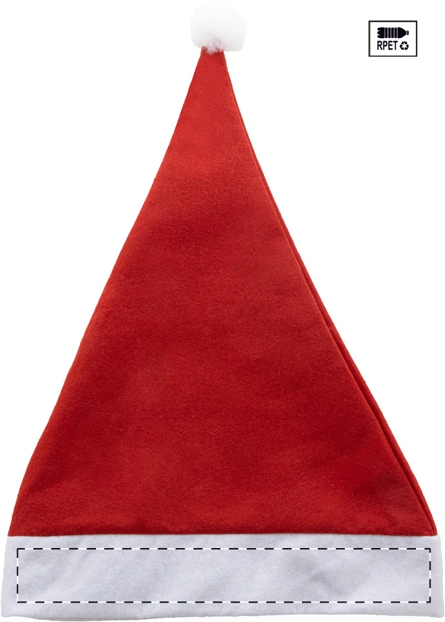 Mikku RPET Santa čiapka – red – tlačová plocha – Predná strana - biela časť