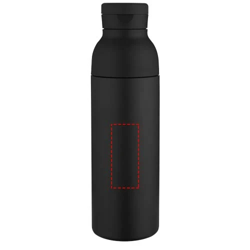 650 ml recyklovaná dvojstenná nerezová fľaša na vodu RCS Illuminate so sadou 3 viečok – černá – tlačová plocha – Predná strana