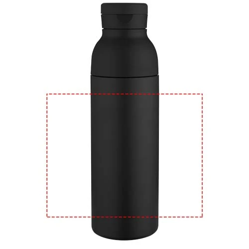 650 ml recyklovaná dvojstenná nerezová fľaša na vodu RCS Illuminate so sadou 3 viečok – černá – tlačová plocha – Po obvode