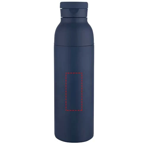 Illuminate nerezová fľaša na vodu s objemom 650 ml, vákuovou izoláciou a certifikáciou podľa normy RCS – námornícka modrá – tlačová plocha – Predná strana