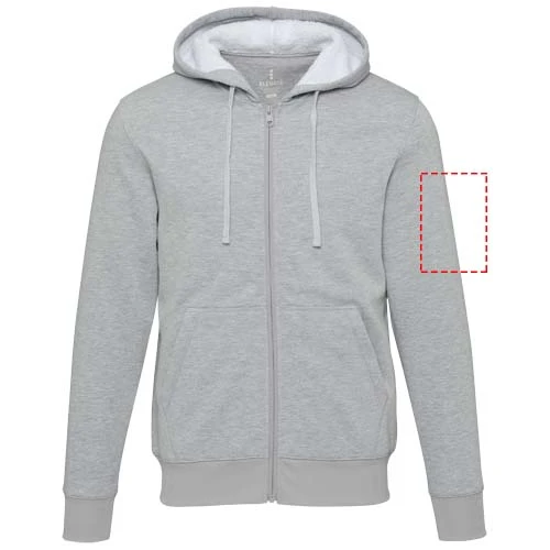 Natron mikina s kapucňou a dlhým zipsom zo sherpa materiálu - Elevate – žíhaná šedá – tlačová plocha – Ľavý biceps