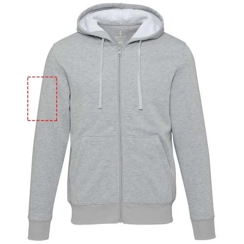Natron mikina s kapucňou a dlhým zipsom zo sherpa materiálu - Elevate – žíhaná šedá – tlačová plocha – Pravý biceps