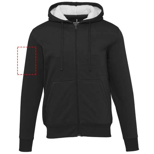 Natron mikina s kapucňou a dlhým zipsom zo sherpa materiálu - Elevate – černá – tlačová plocha – Pravý biceps