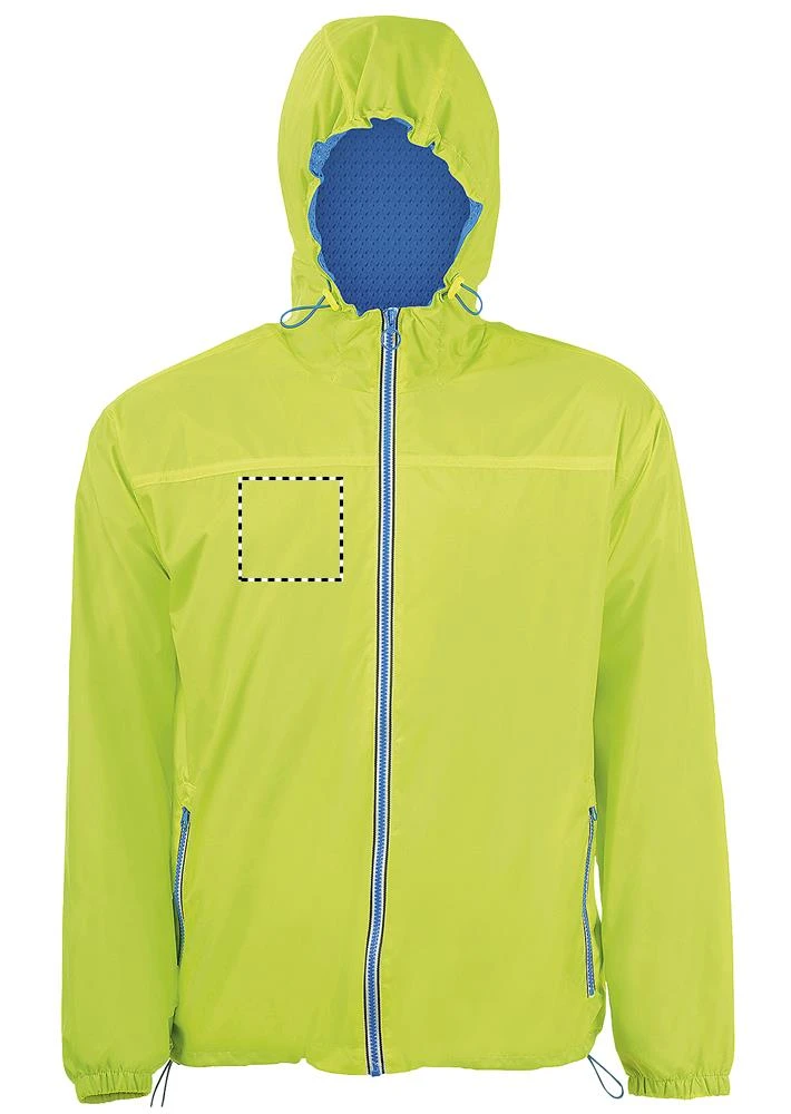 Podšitá vetrovka Skate - Sol's – royal/neon yellow – tlačová plocha – Hruď vpravo
