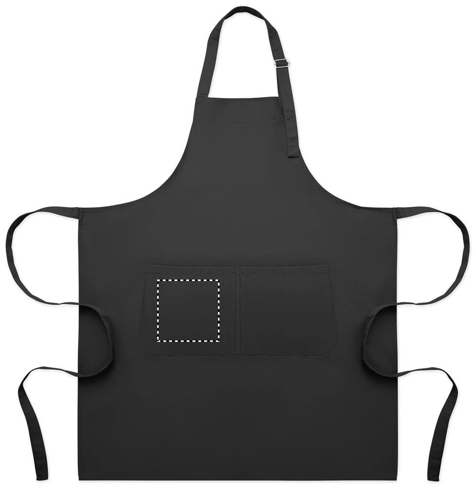 Nastaviteľná kuchynská zástera GALA – černá – tlačová plocha – FRONT POCKET RIGHT