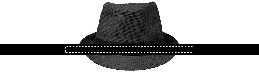 Papierový slamenný klobúk BOOWIE – černá – tlačová plocha – BAND