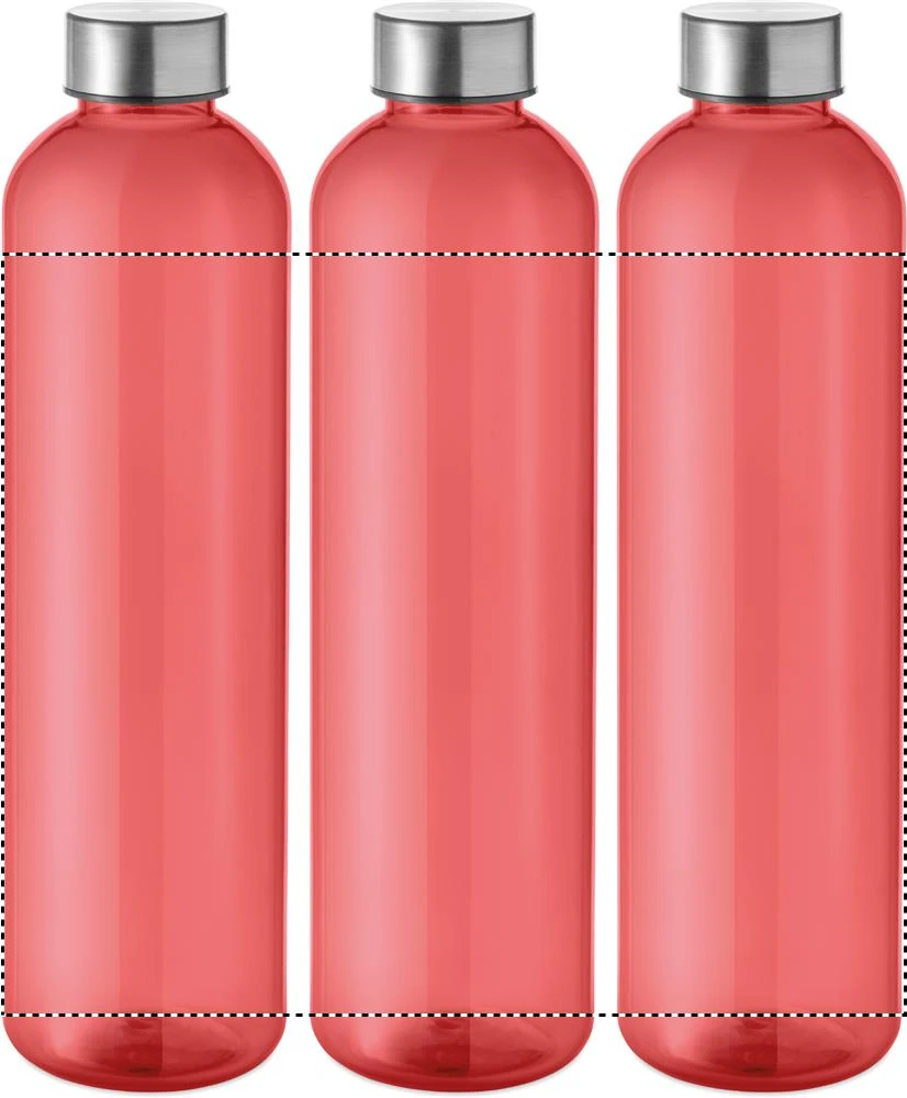 Fľaša z RPET 1000 ml UTAH REMAX – transparentní červená – tlačová plocha – Dookola 360° – digitálna tlač