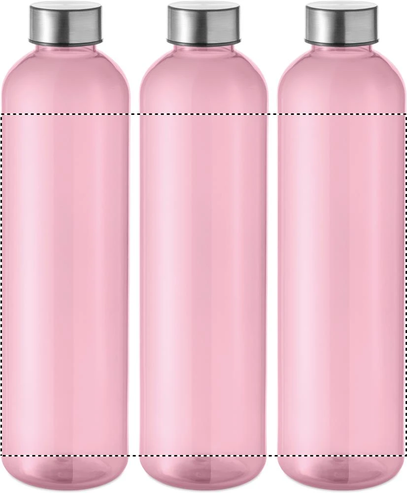 Fľaša z RPET 1000 ml UTAH REMAX – transparentní růžová – tlačová plocha – Dookola 360° – digitálna tlač