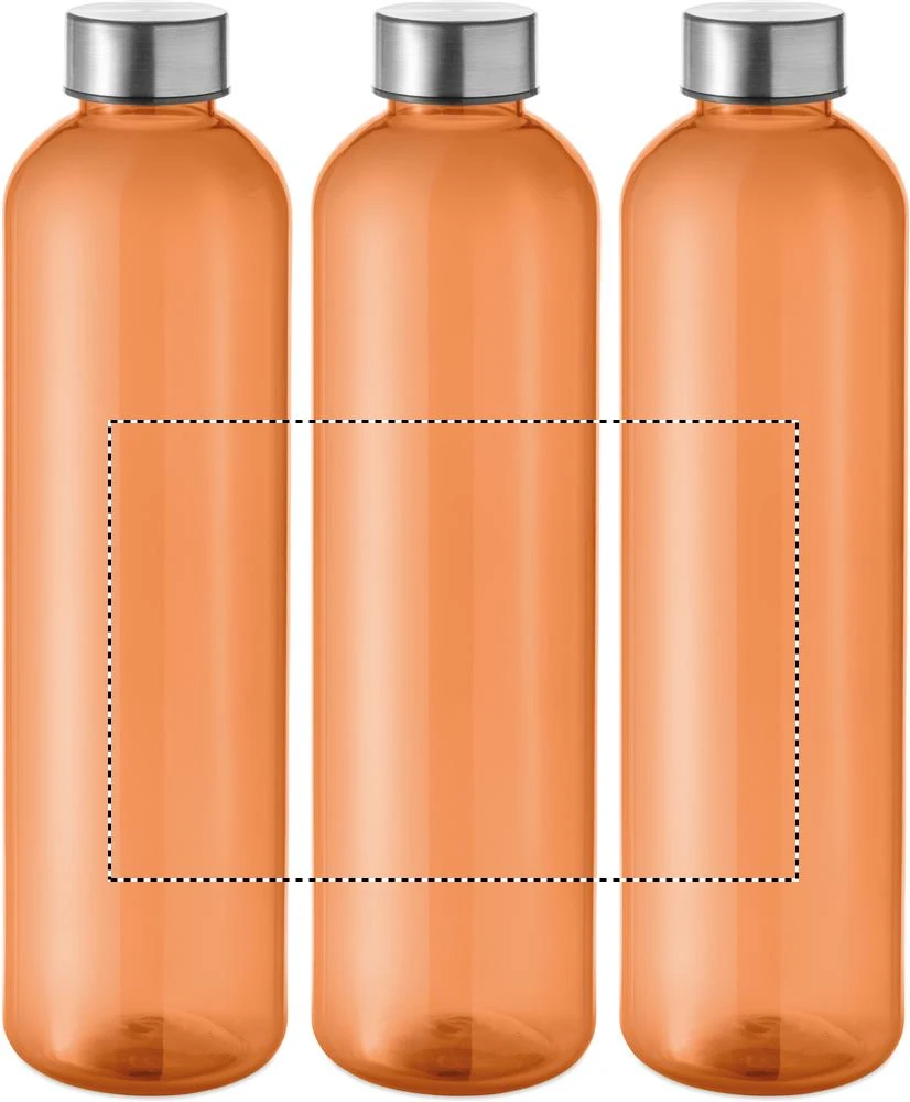 Fľaša z RPET 1000 ml UTAH REMAX – transparentní oranžová – tlačová plocha – Dookola (rotačná sieťotlač)