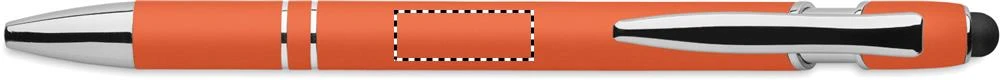 Guľôčkové pero z recyklovaného hliníka SIPARO – oranžová – tlačová plocha – IN LINE WITH CLIP