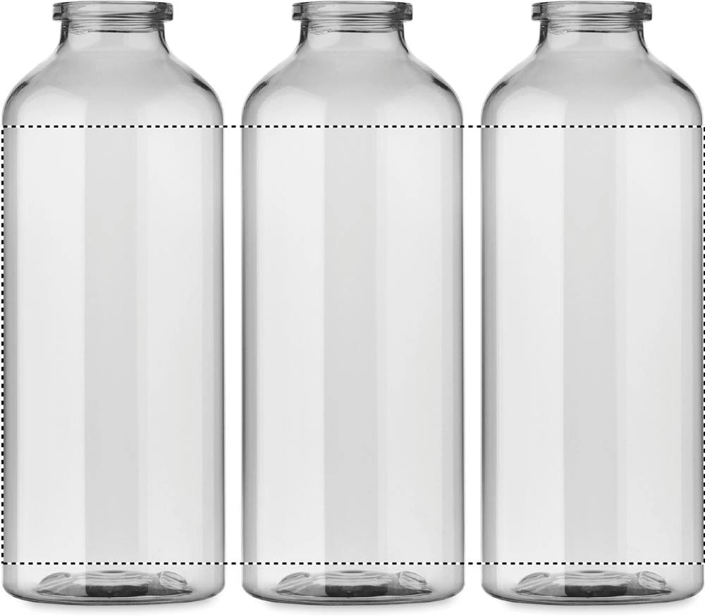 RPET fľaša MOSS 500 ml RE500 – transparentní – tlačová plocha – Dookola 360° – digitálna tlač