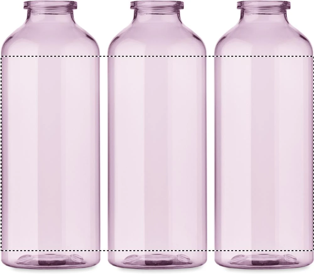 RPET fľaša MOSS 500 ml RE500 – transparentní fialová – tlačová plocha – Dookola 360° – digitálna tlač
