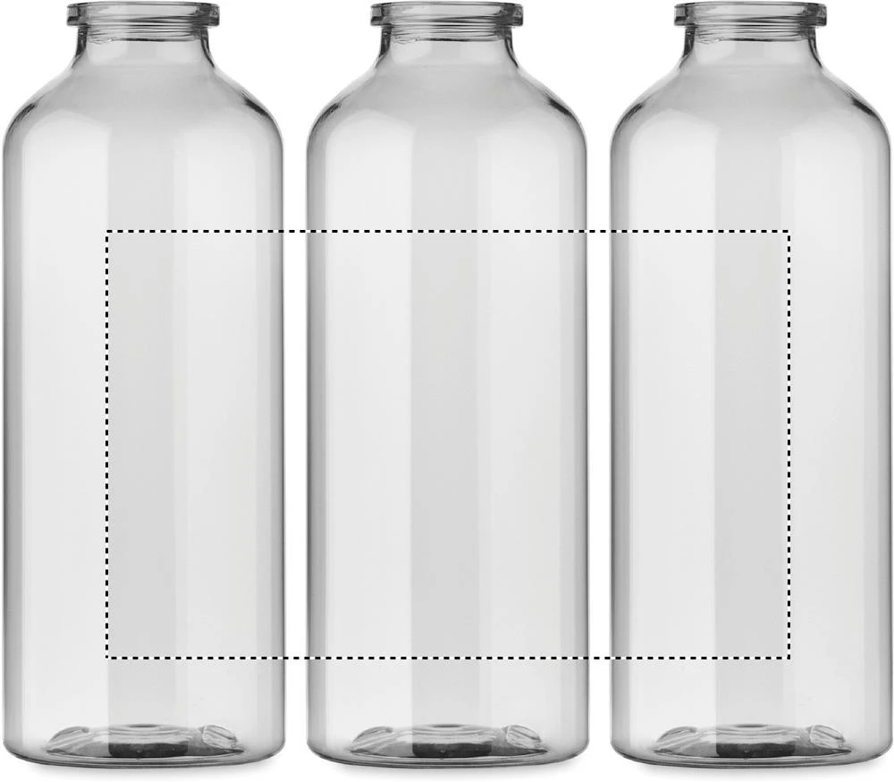 RPET fľaša MOSS 500 ml RE500 – transparentní – tlačová plocha – Dookola (rotačná sieťotlač)