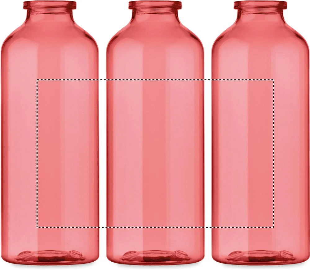 RPET fľaša MOSS 500 ml RE500 – transparentní červená – tlačová plocha – Dookola (rotačná sieťotlač)