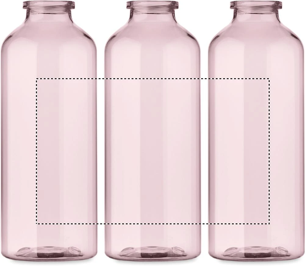 RPET fľaša MOSS 500 ml RE500 – transparentní růžová – tlačová plocha – Dookola (rotačná sieťotlač)